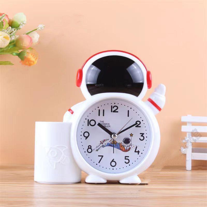Pen Holder Alarm Clock Astronaut Student Fashion Cartoon Creative Multifunctional Bedside Lazy Person Wake Up and Quarrel Cute Clock Watch