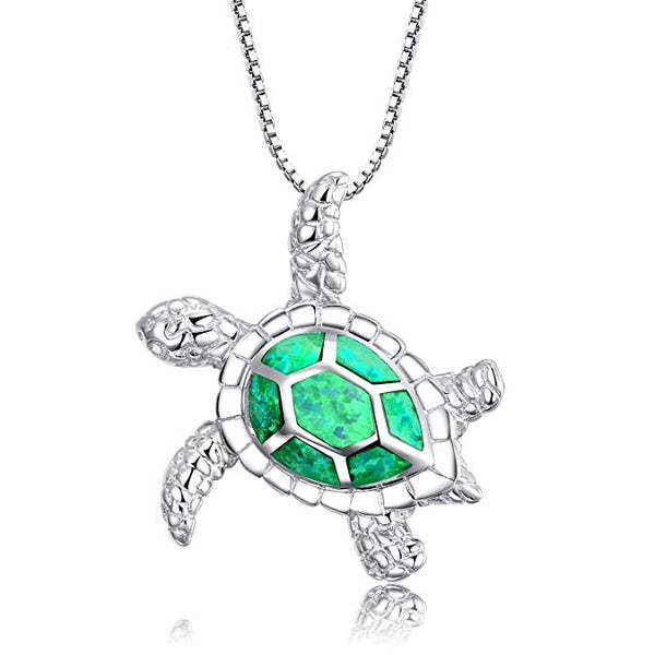 Aobao Fashion Jewelry New Style Blue Opal Turtle Necklace, Turtle Pendant Sweater Chain, Opal Necklace