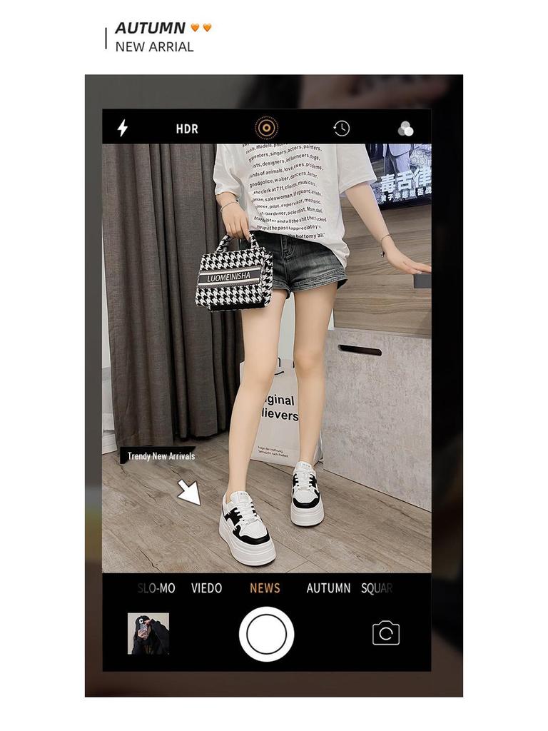 Women's White Spring/Summer 2025 Platform Sneakers - Thick-Soled, Height-Increasing, Petite-Friendly Casual Shoes