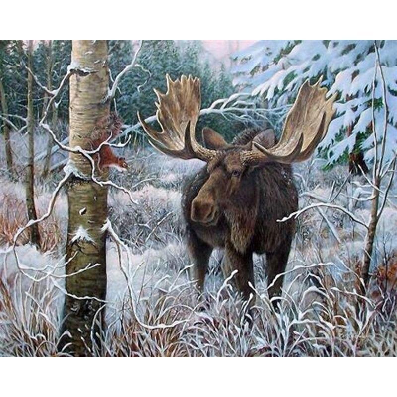 

Полный круглый алмаз вышивка горный лось Алмазная живопись животных мозаика ручной работы олень украшение дома подарок Full Round 30x40CM