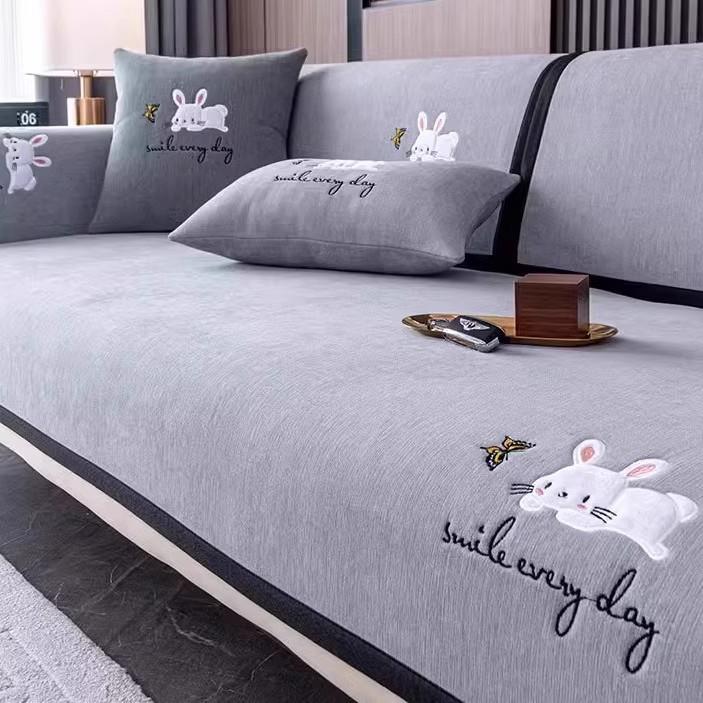 Light Luxury Chenille Sofa Cushion, Universal In All Seasons, Non-Slip Embroidery, High-End Seat Cushion, Sofa Cover, Cover Cloth, Backrest Towel