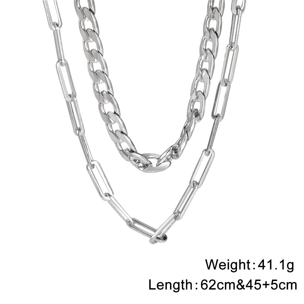 My Shape Stainless Steel Multilayer Necklaces for Women Men Fashion Clip Beads Choker Chain Party Jewelry Gifts for Boys Girls