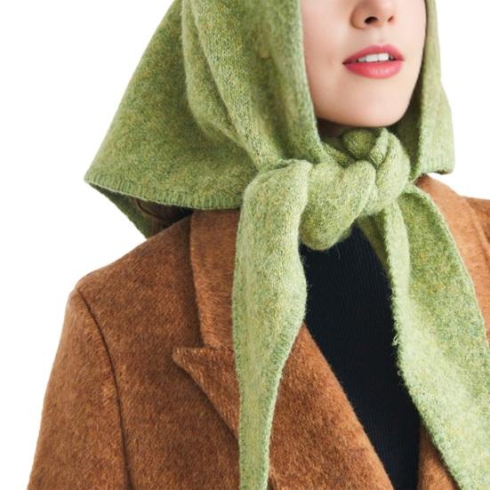 Women Knitting Shawl Wrap Solid Color Triangle Striped Knotted Poncho Blanket Autumn Winter Universal Size Scarf Cardigan