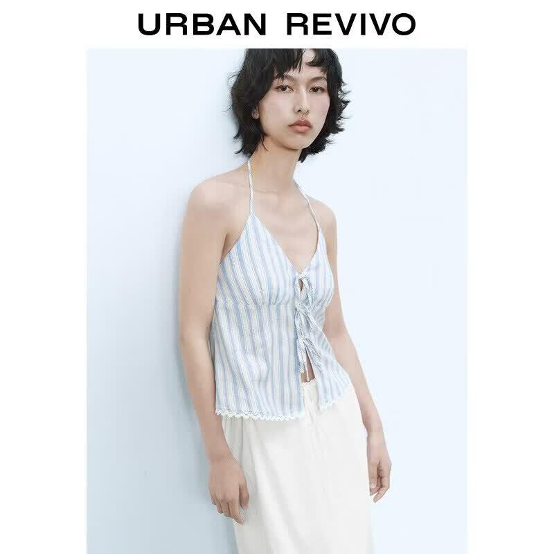Women s Casual Striped Halter Neck Camisole M