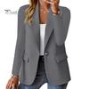 Fall Coat For Women Suit Lapel Long Sleeve Single Button Jacket Casual with Flap Pockets Solid Color Work Office Business Outerwear Versatile