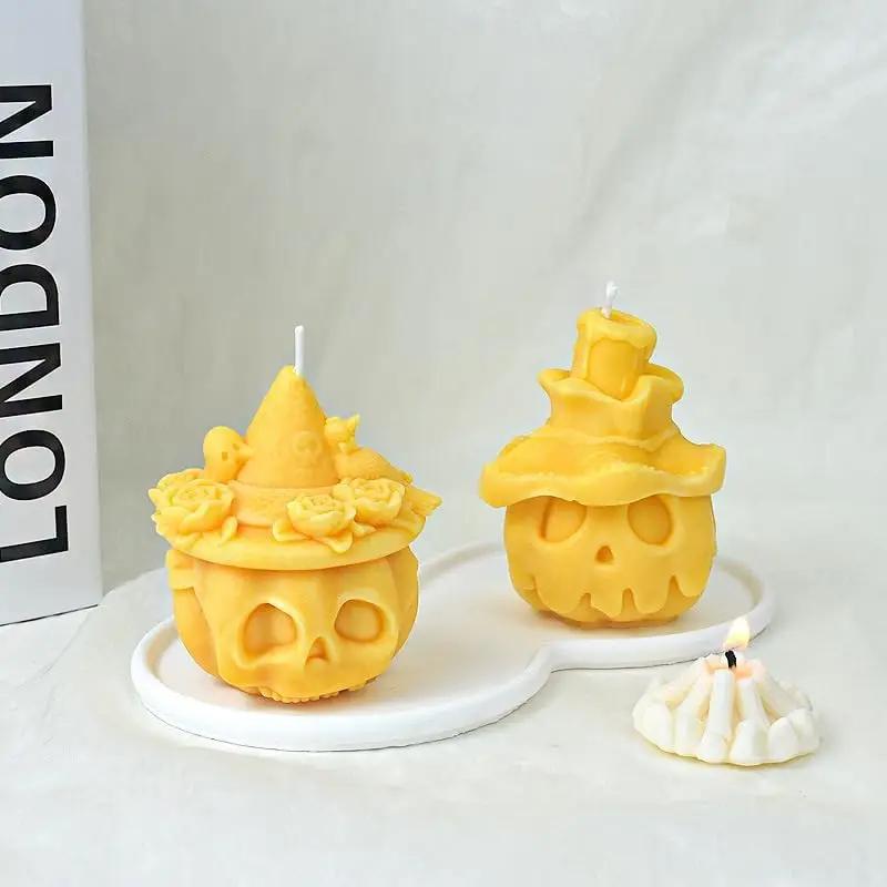 Pumpkin Skull Wizard Hat Shaped Silicone Mold for Handmade Candles Resin & Wax Soap Mould for Creative Home Crafting