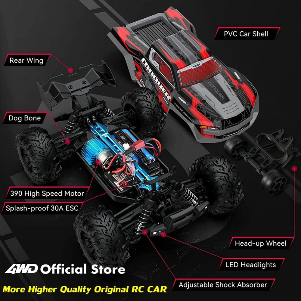 1:16 4WD Brushless RC Car 80KM/H High Speed, Off-Road 4x4 Drift Racing Truck for Adults & Kids