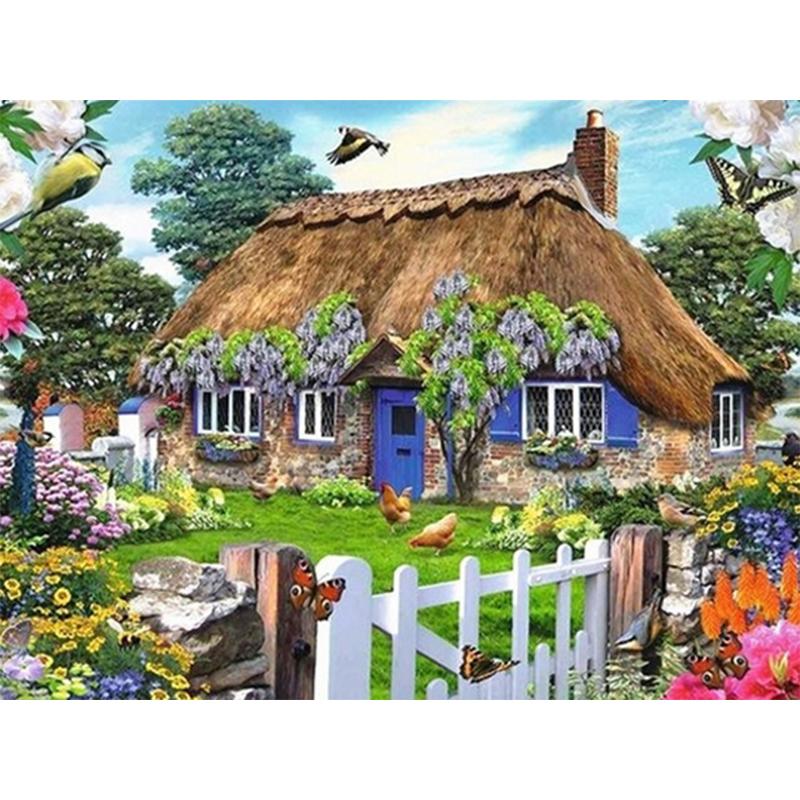Neue Ankunft 5D DIY Diamant Malerei Landschaft Garten Haus Kit voller Bohrer Stickerei Mosaik Kunst Bild von Strass Dekor