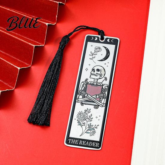 Stainless Steel Bookmark Tarot Card Bookmark Skeleton Pattern Page Marker