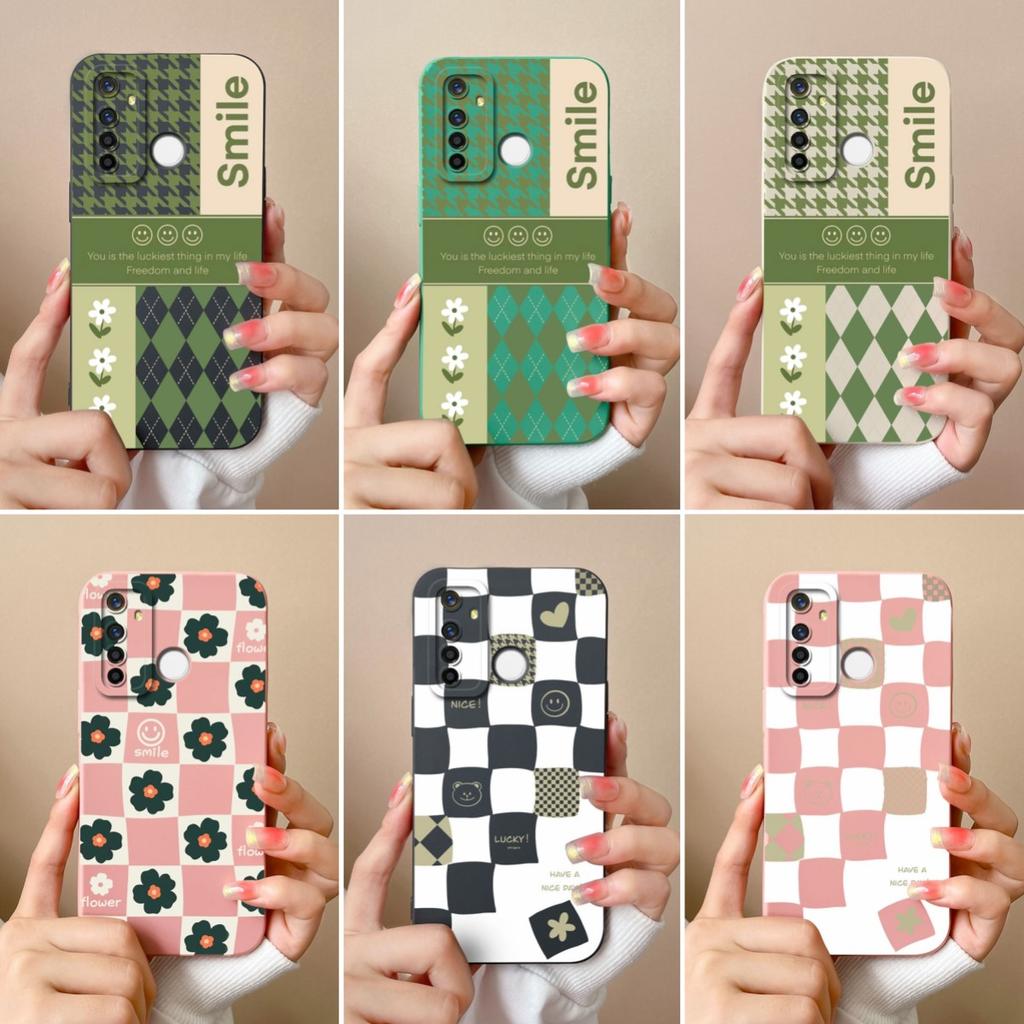 For Oppo Realme Q5i V13 X2 X7 V15 Q5 Q Q3 F29 A5 Q3i Pro Bumper Case Exquisite Check Pattern Liquid Silicone Dustproof Protective Cover For Oppo Shell