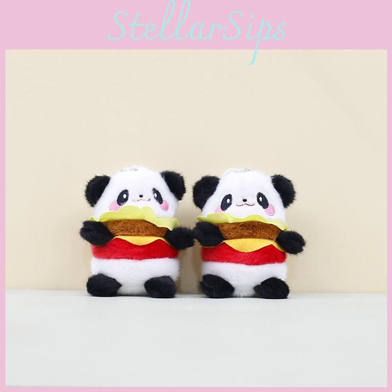 Hamburger Plush Panda Toy Keychain Stuffed Doll Pendant Bag Decoration Gift Kids