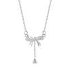 Fashionable High-end 925 Sterling Silver Bow Tassel Necklace for Women, Sweet and Elegant Platinum Jewelry