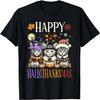 Happy Hallothanksmas Halloween Thanksgiving Christmas Cats T-Shirt