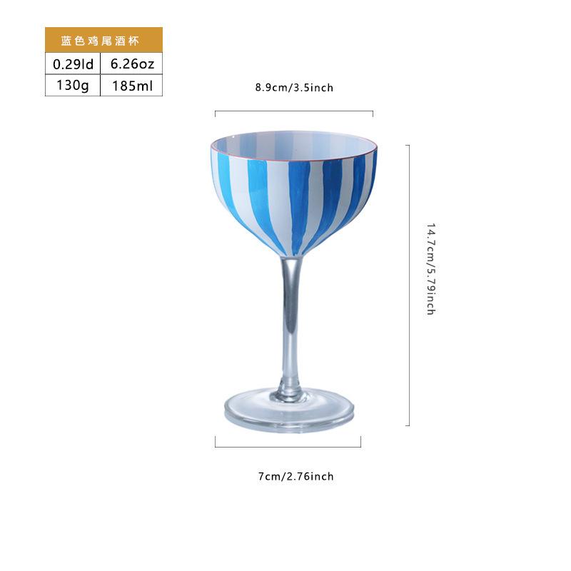 Hand Painted Colorful Striped Cocktail Goblet Water Cup Creative Red Wine Glass Set Party Wedding Barware