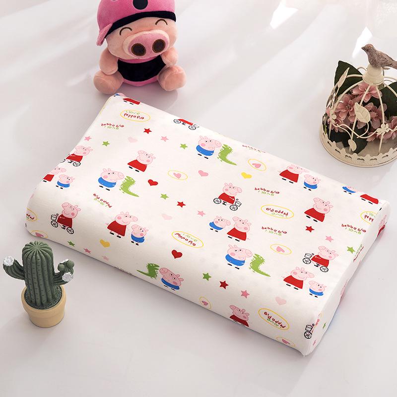 Thailand Natural Latex Children's Pillow - Pure Cotton Cartoon Design, Baby Neck Support, Ideal for Kindergarten Students and Gifts