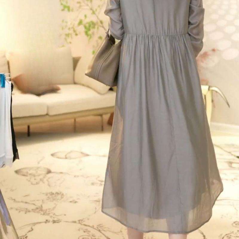 High-End Luxury French Loose V-Neck Embroidered Dress Women's Summer Youthful Skirt
