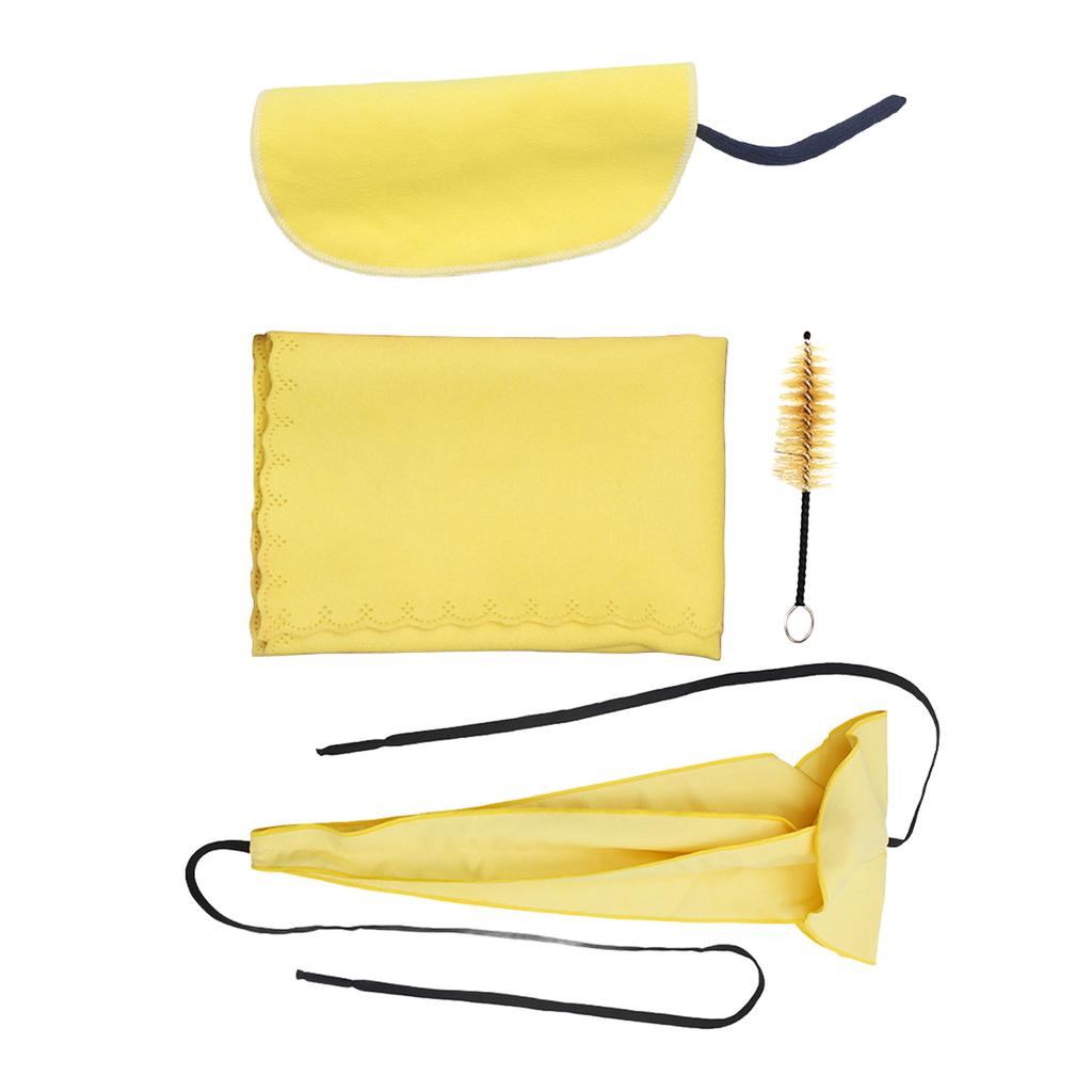 4Pcs Sax Mouthpiece Brush Kit Lightweight Portable Reliable Wiping Cloth Saxophone Cleaning Set for Sax Yellow
