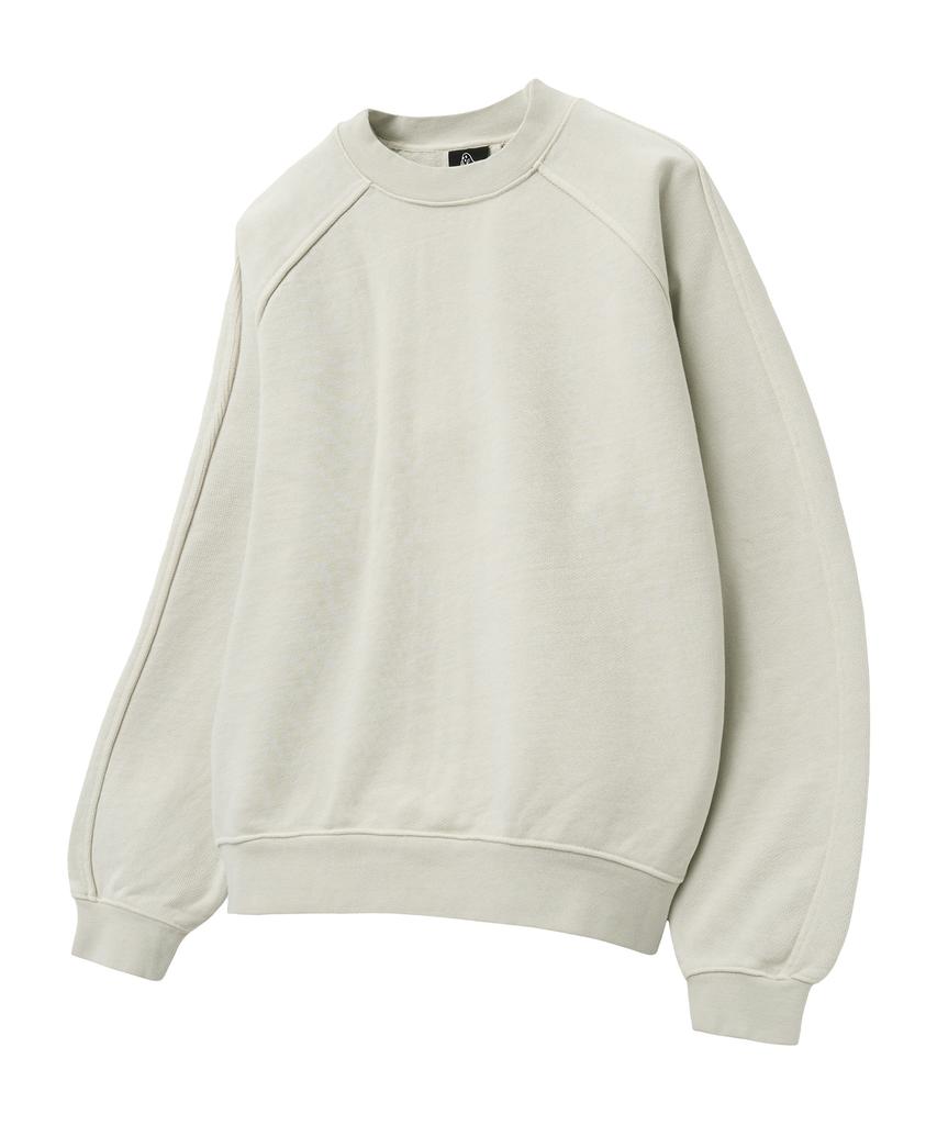 MOZMOZ Heavy Weight Pigment Raglan Back Slit Oversized Sweatshirt Beige