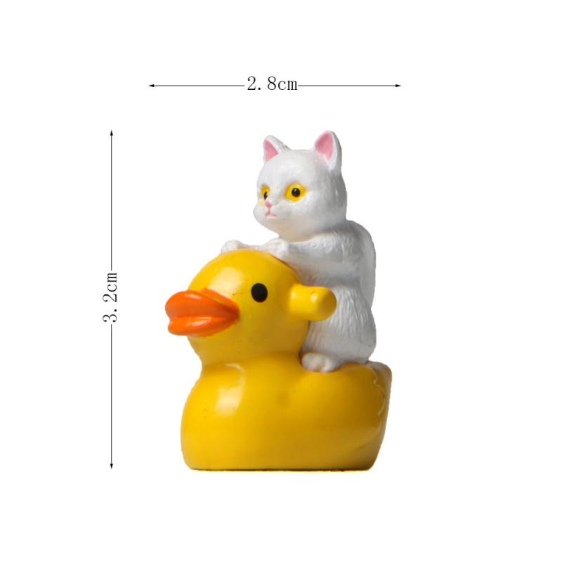 

1/5Pcs Car Home Garden Decoration Mini Cute Cat Sitting On Duck Ornament Miniature Handicraft Figurines Landscape Toys Kids Gift