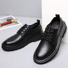 Autumn 2025 new men's shoes soft leather tooling shoes versatile trend British casual shoes men's platform big head leather shoes