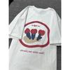 Chic White Pure Cotton Oversize Loose ort Sve Women's T-irt Casual Comfortable Summer Top Korean Sle round Ne Print