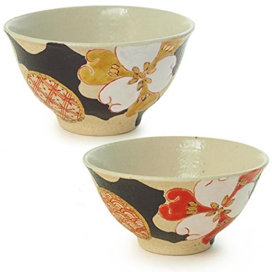 Kutani Ware Tea Bowl Couple's [Kagakuni Irohana/Kaganokuni Irohana]