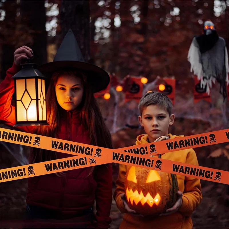Halloween Isolation Warning Tape Yellow Danger Warning Safety Sign Line Outdoor Yard Decoration Props Halloween Decoration