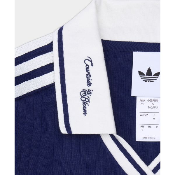 adidas Originals Long Sleeve Knitted Sport Striped Polo Shirt Women Tops KY5732