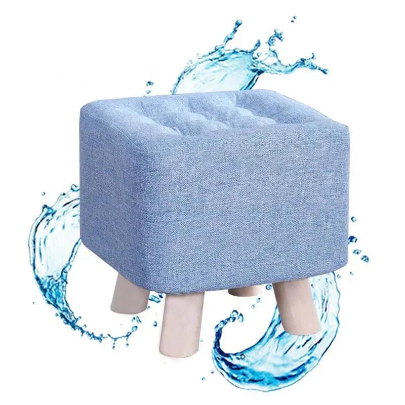 Elastic Foot Rest Stool Solid Wood Square Ottoman for Changing Small Shoes Sofa Bench Hallway Furniture Home Decoration