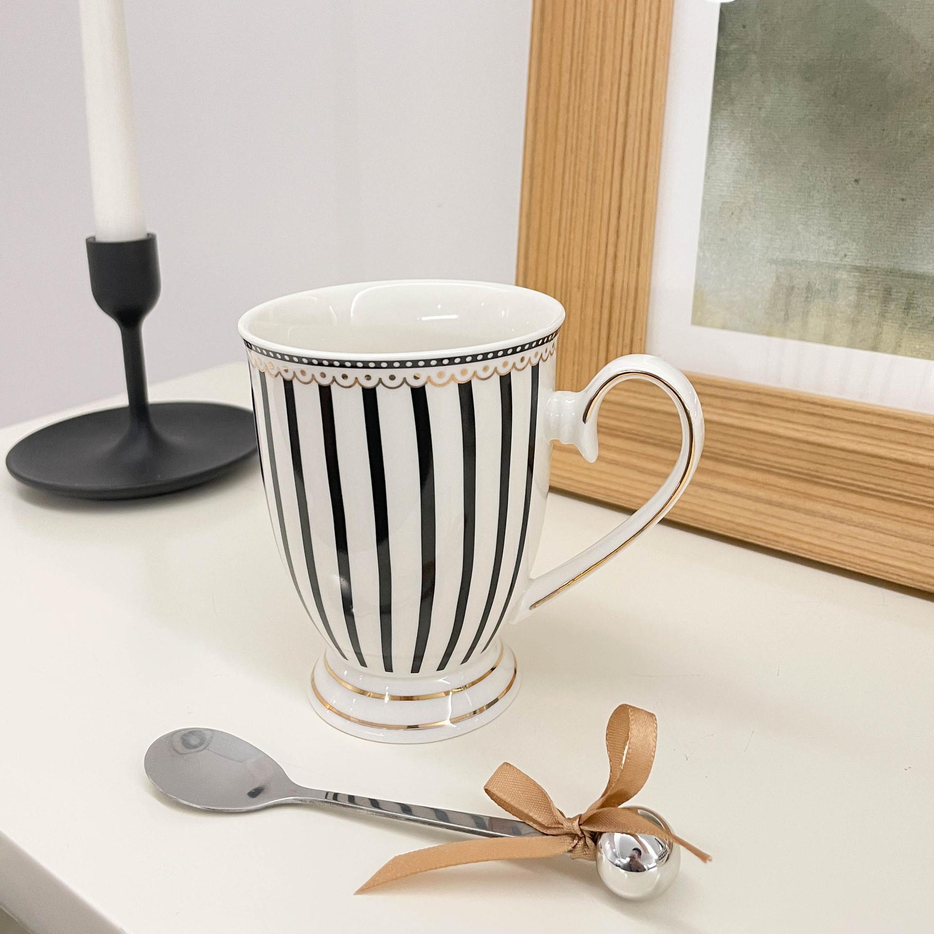 

Nordic retro light luxury coffee cup Western Phnom Penh couple ceramic cup high-end afternoon tea mug gift box 300ml