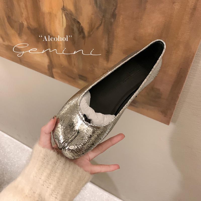 Sapatilhas Mary Jane Femininas de Pele com Solado Macio e Dedos Separados - Sapatos Baixos de Couro Confortáveis
