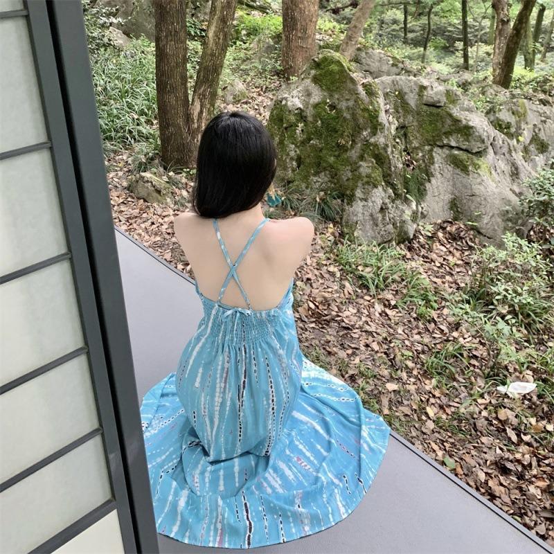 Bohemian Neck Halter Suspender Dress Women's Summer Seaside Vacation Super Fairy Pendulum Dress