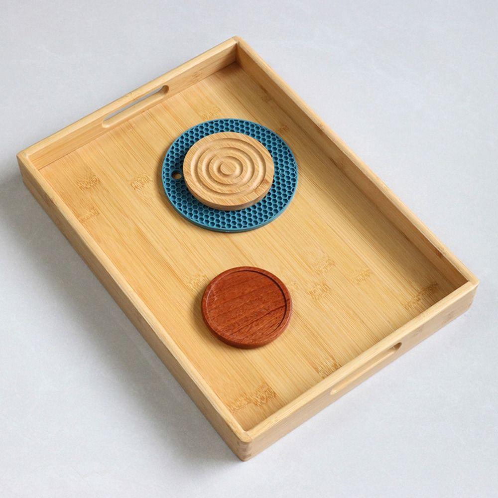 Household Storage Tray Bamboo Water Cup Plate Retro Tea Tray Dried Fruit