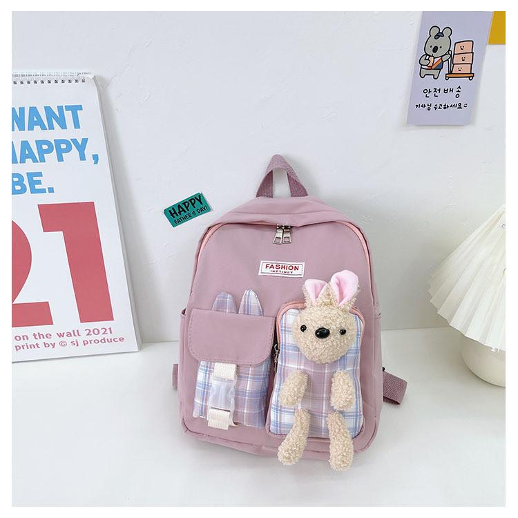 Adorable Cartoon Bear Rabbit Kids Backpack Ideal For Preschool Boys Girls Ages 3-6 Breathable And Durable Nylon