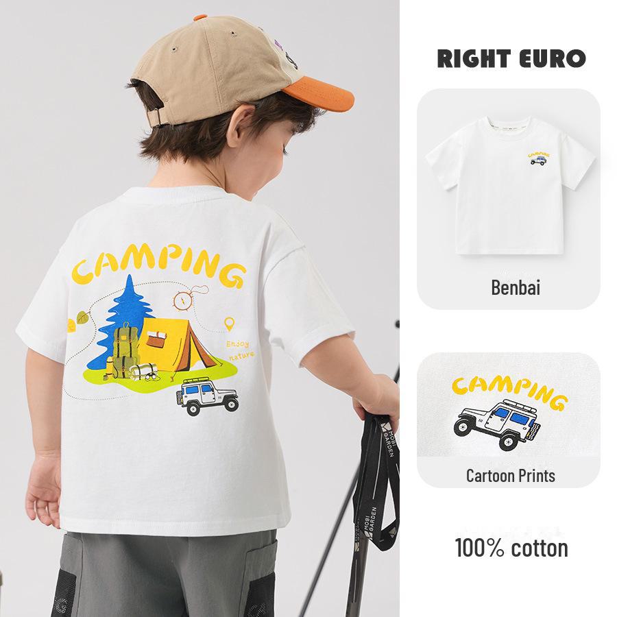 Boys' Cotton Short-Sleeve Summer T-Shirt - Lightweight Children's Top