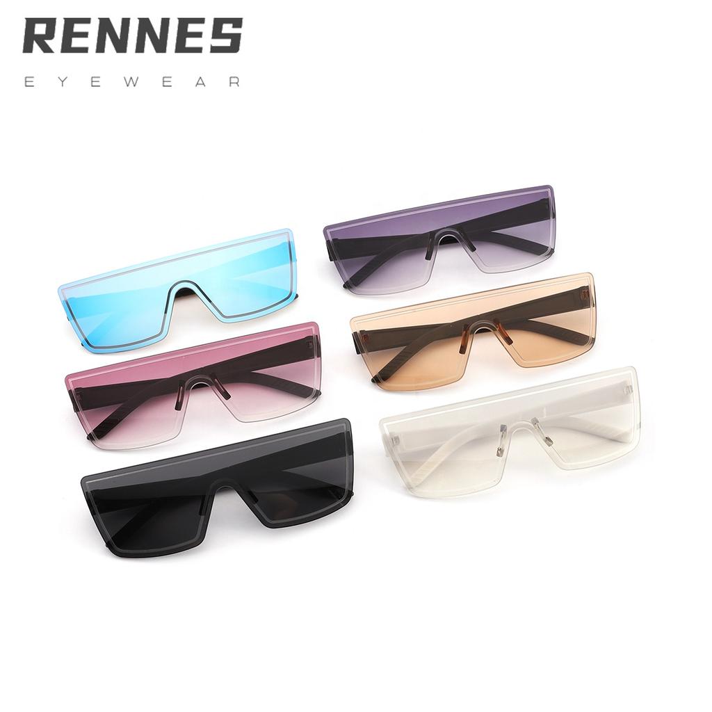 Unisex Square Concave Sunglasses High Quality One Piece Rimless Design UV400 Sunscreen for Outdoor Fashionable Street Shooting