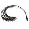 Kabel zasilający rozgałęźnik DC 12V 1 żeński na 8 męski do kamery bezpieczeństwa CCTV