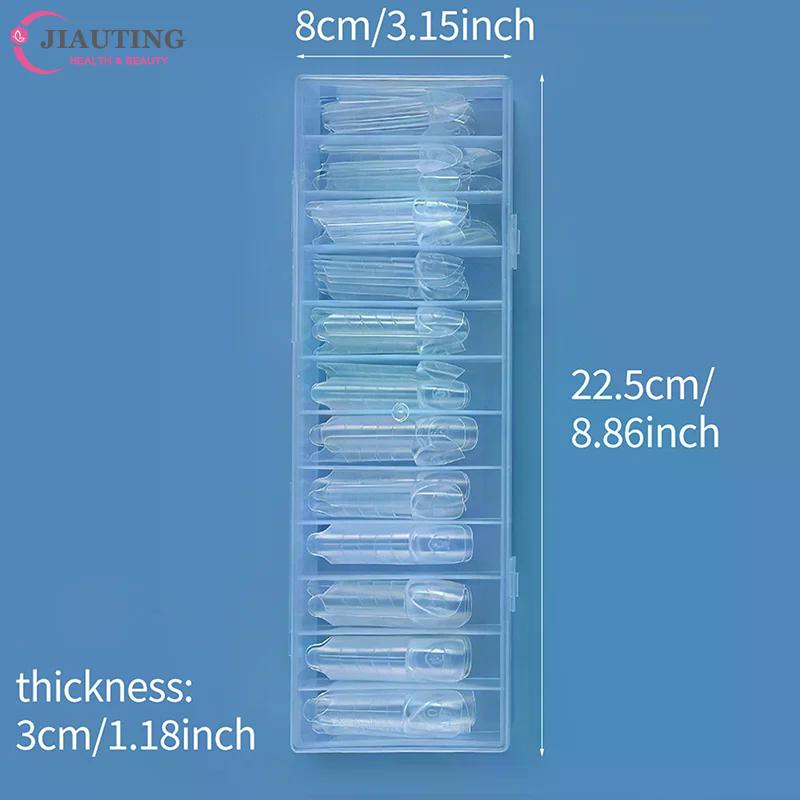 Space French Dual Forms 15 Sizes Clear Reusable Dual System Molds Fake Nails For Nail Extension DIY 30/60/75/90/120/150/180Pcs