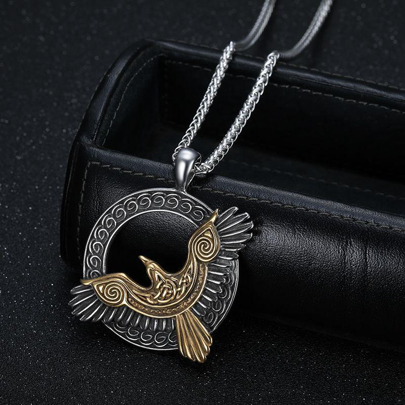 Bijoux Homme FaithHeart Collier Avec Pendentif Corbeau Viking