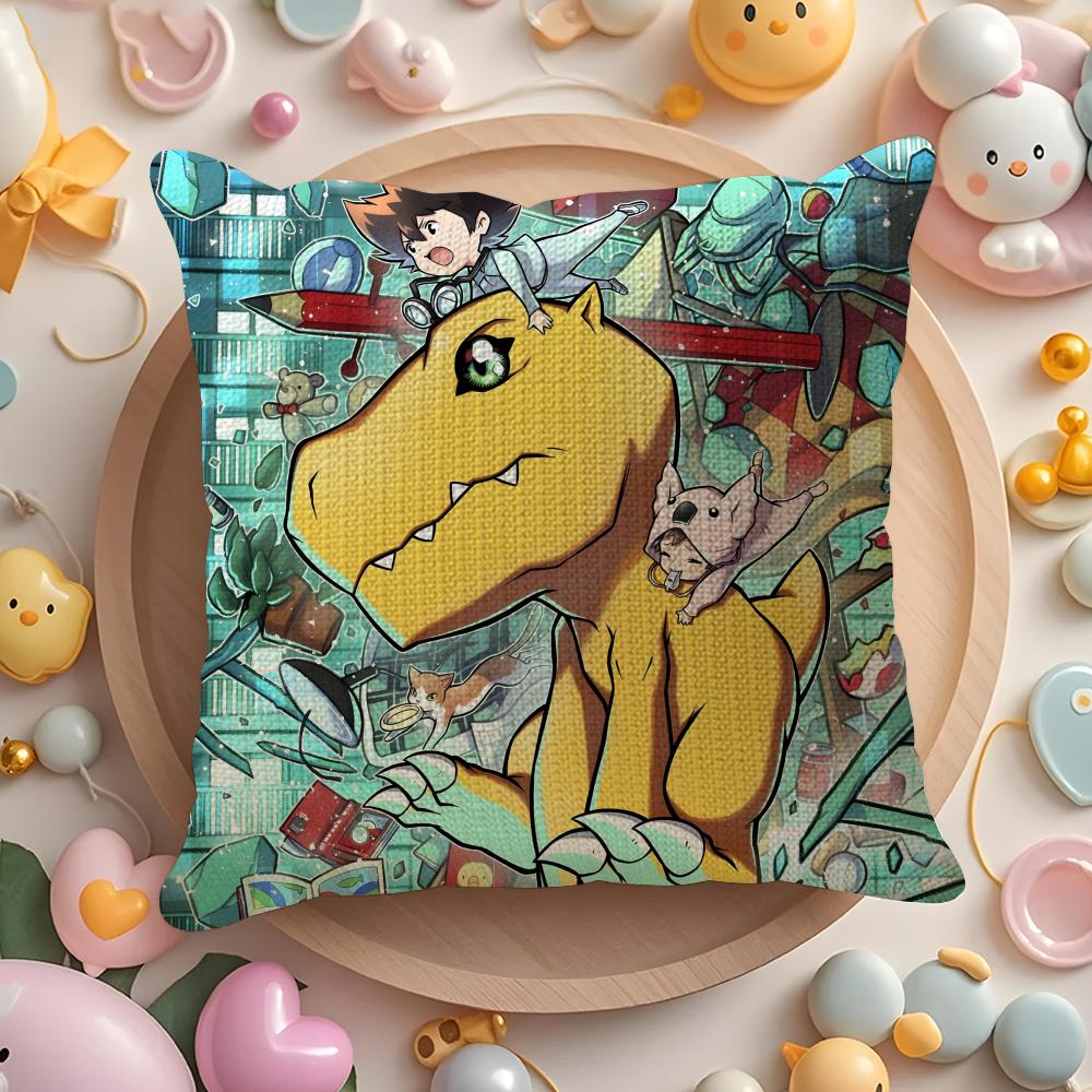 Cartoon D-Digimon Anime Pillow Case Pattern Printed Pillowcase for Living Room Sofa Cushion Cover & Bedroom Decor