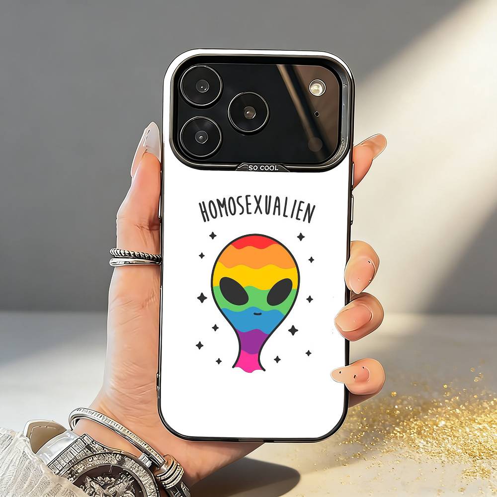 Cartoon S-Space A-Alien UFO Phone Case For iPhone17,16,15,14,13,12,11,Pro,MAX Gray Matte Silicone Black Cover