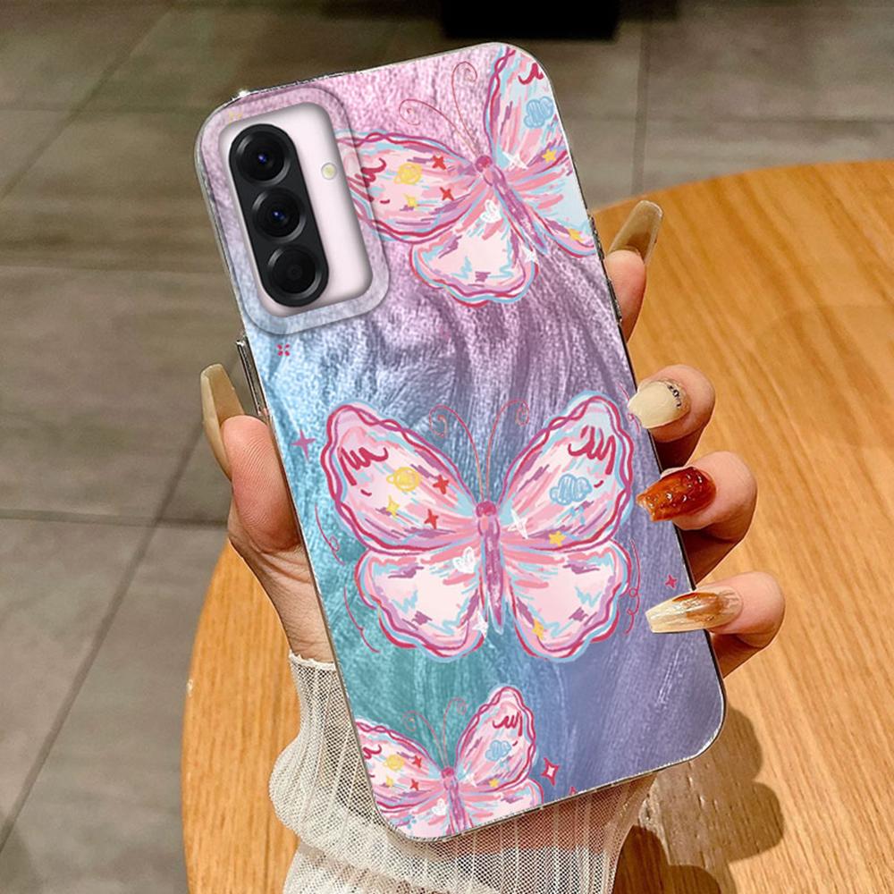 Paar Bunt Schmetterling Farbverlauf Für Samsung A56 A16 A26 A36 A25 A15 A55 S24 S25 Plus Handyhüllen Cover Funda Silikon Bumper Hart PC Rückseite