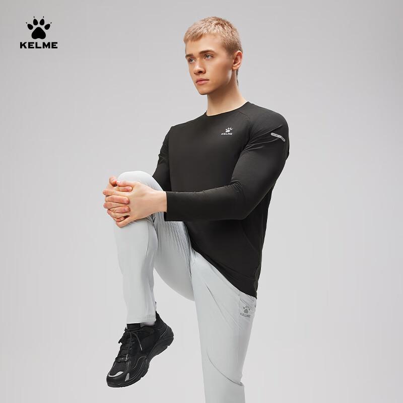 KELME Spring Cotton-Feel Quick-Dry Long Sleeve Sports T-Shirt Running Football Training Long Sleeve Sportswear Agate