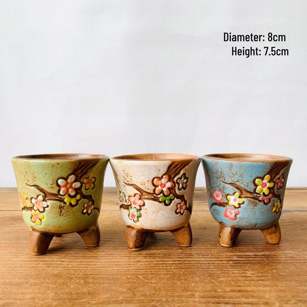 Korean-Style Hand-Painted Succulent Ceramic Pots - Rustic Small Seedling Flower Pots