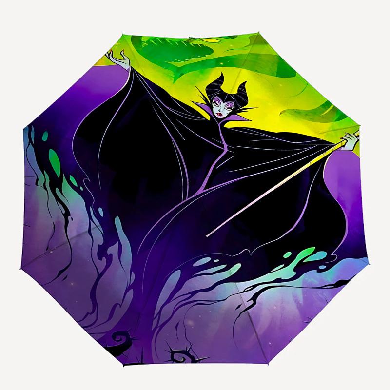 Maleficent, Sorcery Themed Automatic Opening and Closing Umbrella, Brightly Colored 8-rib Portable Umbrella, Suitable for Men and Women, A P
