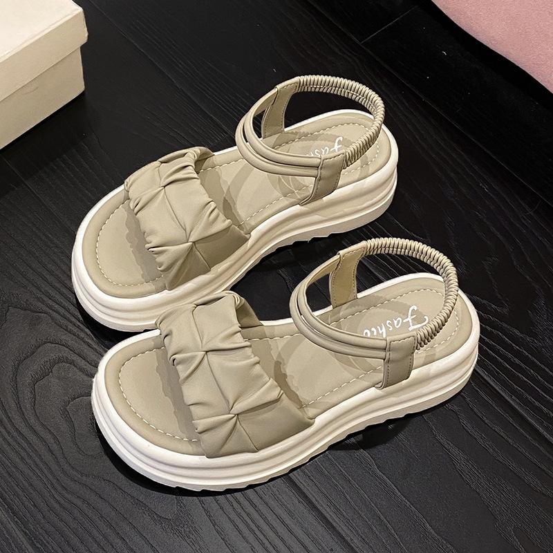 

Пляжне взуття феєрично маленьке універсальне нове 2025 літнє взуття на товстій підошві універсальні повсякденні збільшуючі зріст легкі сандалі 41 хакі