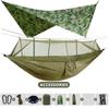 260x140cm Outdoor Double Camping Hammock with Mosquito Net and Rain Fly Tarp Lightweight Parachute Hammocks for Travel Hiking