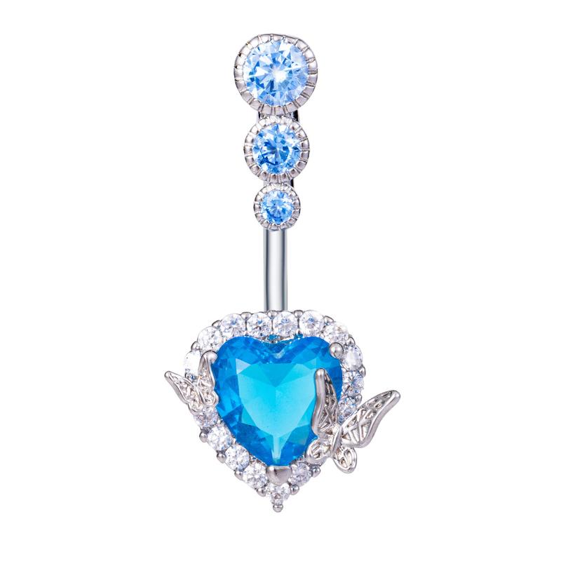 Fashion Butterfly Heart Belly Button Ring Shiny Zircon Navel Piercing Ring For Women Sexy Body Jewelry Accessories Gifts
