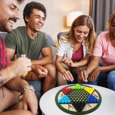 Chinese Checkers Wooden Chinese Checker Board Chess Family Night Strategy Multi-Player Activity For Backyard Bbq Beach Picnic