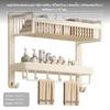 2tier Wall Mounted Towel Rack, Space Aluminum, NoDrill, Cream design